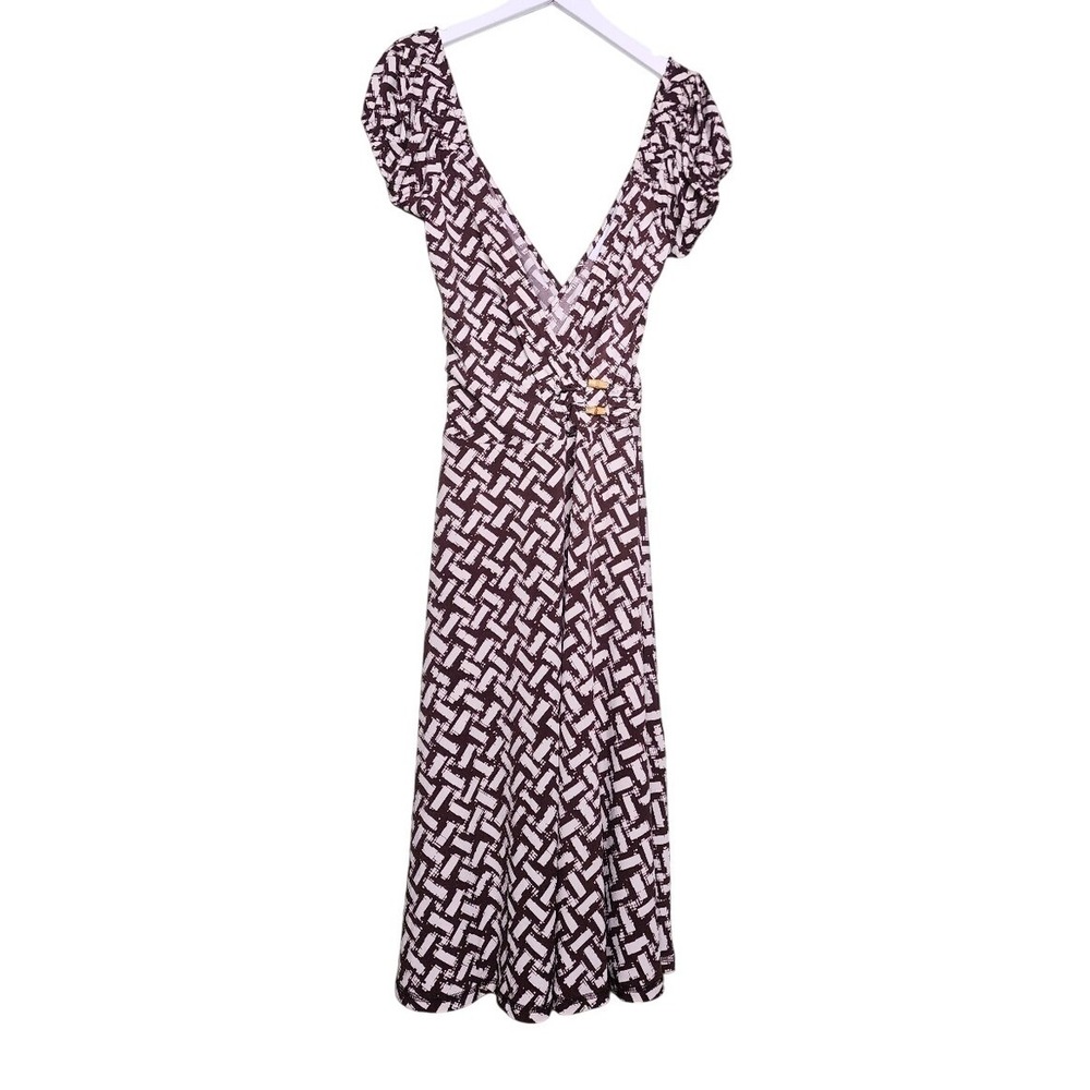 New York Company Brown Cream Geo Print Dress Work Feminine‎ Classic Y2K XS